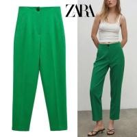 ราคา Zara กางเกงเอวสูงทรงกระบอก สีเขียวสด (57957515215)