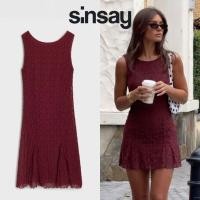 ราคา Sinsay มินิเดรสลูกไม้ทอละเอียด สีแดงไวน์ ดีไซน์หรู (55857511163)