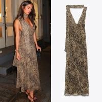 ราคา เดรสยาวลายเสือ Leopard Maxi Dress ดีไซน์คล้องคอผูกโบว์ สไตล์เซเลบ (53057165843)