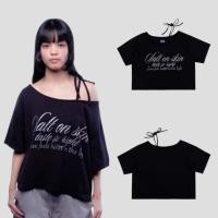 ราคา Black Washed Off shoulder Ribbon เสื้อปาดไหล่ (44757114773)