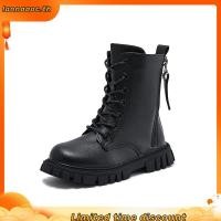 ราคา รองเท้าเด็ก รองเท้าบูท หุ้มข้อสั้น สีดำ ผูกเชือกด้านหน้า เชือกกลม มีซิปข้างสวมง่าย ทรงฮิตยอดนิยม ใส่ได้ตลอด อินเทรนด์ (49057228094)