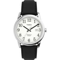 ราคา Timex Men s Easy Reader Leather Strap 38mm Watch Mens Standard Black Silver tone White (54407417754)