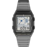 ราคา Timex Unisex QLCATransparent Watch with Resin Acrylic Case and Quartz Movement in Black and Blue Dial (53707413632)