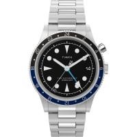 ราคา TIMEX Men s Waterbury Traditional GMT 39mm Watch Stainless Steel Bracelet Black Dial Stainless Steel Case (49457429359)