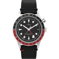 ราคา Timex Waterbury 39mm Men s Analog Watch Durable Stainless Steel Case Day and Date Window Sturdy Design 100M Water Resistant Black Stainless Steel Black Red Stylish (48557429728)