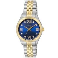 ราคา TIMEX Waterbury Watch Quartz 5 ATM Water Resistant Mineral Glass Blue Dial TW2V45800 for Ladies Genuine Product (46707424363)