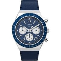 ราคา Timex Men s Q Chronograph 40mm Watch Black Strap Black Dial Stainless Steel Case Black Blue Stainless Steel Modern (45957424659)