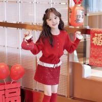 ราคา เสื้อกันหนาวเด็กผู้หญิง สไตล์ตะวันตก สีแดง สำหรับฤดูใบไม้ร่วงและฤดูหนาว (28694001695)