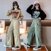 ราคา สปอต 3 14 ปี สาวชุด 2023 เด็กฤดูใบไม้ร่วงชุดเกาหลีแฟชั่นสาวสวมบิ๊กชาย Workwear กางเกงขายาวสองชิ้น (20293298560)