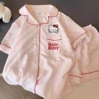 ราคา ขายร้อน F X ชุดนอนน่ารักน่ารักชุดนอนลายแมวคิตตี้ลายสก๊อตน่ารักน่ารักสำหรับผู้หญิงฤดูร้อนบางใหม่กางเกงขาสั้นแขนสั้นชุดใส่ข้างนอกสำหรับนักเรียน (27057532303)