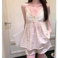 ราคา ชุดนอนลายดอกไม้น่ารักสำหรับฤดูร้อน พร้อมแผ่นหน้าอกและกางเกงขาสั้น สวมใส่ง่าย มีความเบาสบายด้วยเนื้อผ้าฝ้ายคุณภาพดี (45708052673)