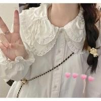 ราคา ขายร้อน เสื้อคอตุ๊กตา F X Lolita เสื้อตัวในฤดูใบไม้ร่วงสาวญี่ปุ่นนุ่มลูกไม้น่ารักลูกไม้ผูกเชือกแขนยาวเสื้อตัวในสไตล์โมริ (29312811430)