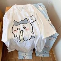 ราคา ขายร้อน F X ชุดนอนน่ารักชุดนอนคิตตี้ Chiikawa ผู้หญิงฤดูร้อนกางเกงขาสั้นคอกลมแขนสั้นแบบบางชุดใส่นอกบ้าน (27405498191)