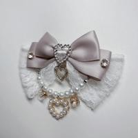 ราคา กิ๊บติดผมลูกไม้ FX Lolita สีเทา มีโบว์และมุกประดับคริสตัล (49957550929)