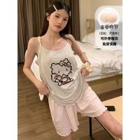 ราคา น่ารักสุดๆ ชุดนอน FX ชุดนอน Hello Kitty กางเกงขาสั้นแขวนสไตล์ฤดูร้อนของผู้หญิงพร้อมแผ่นรองหน้าอกชุดชุดใส่ในบ้านแบบบางฤดูร้อน (41779668383)