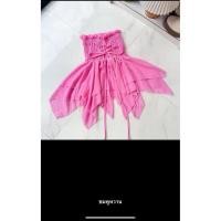 ราคา เสื้อเกาะอกรูดหน้าชีฟอง อก32 48 สีชมพูนม ทรงแมงกระพรุน (42568487125)