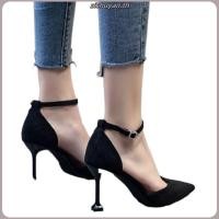 ราคา รองเท้าส้นสูงชี้สีดำ แบบ Strappy Stilettos หนังนิ่ม แฟชันเซ็กซี่ (56807842348)