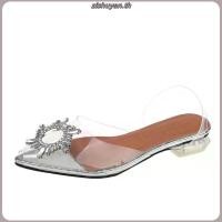 ราคา Byth 2024 ฤดูใบไม้ผลิและฤดูร้อนสไตล์ใหม่ Pointed Toe ตรงดอกทานตะวันรองเท้าส้นสูงคริสตัลโปร่งใสส้นหนาแก้วไวน์ส้นรองเท้าแตะสําหรับผู้หญิง byth (49851508330)