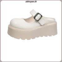 ราคา รองเท้าส้นสูงผู้หญิงพื้นยาง 6 8 ซม ปิดนิ้วเท้า PU (45057860803)