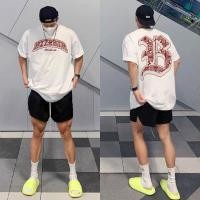 ราคา ผ้าฝ้าย 100 HSAN oversize unisex เนื้อผ้านุ่มระบายแขนสั้น T shirt สีดำและสีขาว เสื้อยืดทูโทน เสื้อยืดแขนสั้น (48307861442)