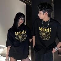 ราคา เกาหลี เสื้อแบบดารา เสื้อยืดแขนสั้น CMDXY4271 ผู้ชาย ผู้หญิง ลายทาง ตัวอักษร หลวม ลายสกรีน ฤดูร้อน ฤดูใบไม้ผลิ (40679745881)