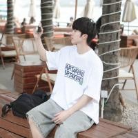 ราคา เสื้อยืดคอตตอนสำหรับผู้ชายสไตล์ญี่ปุ่นฤดูร้อน เสื้อสั้นลายตัวอักษรสนุกหลวมๆสไตล์สบาย (41529432896)