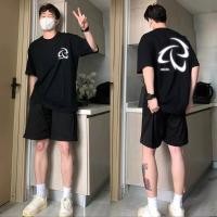 ราคา ผ้าฝ้าย 100 Luvoro oversize unisex เนื้อผ้านุ่มระบายแขนสั้น T shirt สีดำและสีขาว เสื้อยืดทูโทน เสื้อยืดแขนสั้น (55407743087)