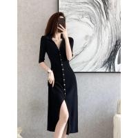 ราคา ชุดเดรสยาวปานกลาง สไตล์ฤดูร้อนใหม่ ทรงเรียบหรู slim fit (54258456975)