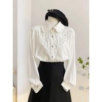 ราคา โปรโมชั่นจํากัดเวลา สีขาวเชื้อราลูกไม้เสื้อคอปกตุ๊กตาหญิงฤดูใบไม้ผลิการออกแบบรู้สึกฐานด้านในแขนยาวด้านบนเสื้อเก๋ฝรั่งเศส (50755606723)