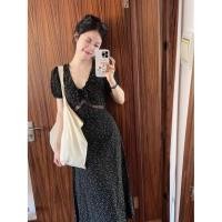 ราคา กระโปรงยาวสีดำ ลายดอกไม้ลูกไม้ ทรงเข้าตัว พร้อมเอวปรับได้ เหมาะสำหรับฤดูร้อน (46257925421)