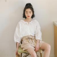 ราคา Little Cute Wear เสื้อลูกไม้แบบไหล่เดียวแขนสั้นสำหรับผู้หญิง ออกแบบมาเพื่อฤดูร้อน (57908219966)
