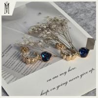 ราคา ต่างหูห่วงโรสโกลด์ประดับเพชรรูปหัวใจสีฟ้าขนาดใหญ่18K ต่างหูเงินแท้ งานพรีเมี่ยม ต่างหูประดับเพชร MYS 0107 พร้อมส่ง (47608662546)