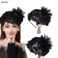 ราคา QUIM Elegant Fascinator หมวกสําหรับผู้หญิงที่คาดผมลายดอกไม้ขนนก (54656659842)