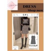 ราคา ชุดเดรสสายเดี่ยวสั้นผ้ ลายตารางหมากรุก GRL pp093 มือสองงานคัด สภาพใหม่ (45008304370)