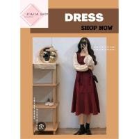ราคา ชุดเดรสคอเหลี่ยมแขนยาว กระดุมสองแถว SUDUOYA มือสองงานคัด สภาพใหม่ (41409066602)