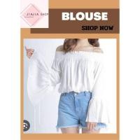 ราคา เสื้อเบลาส์เปิดไหล่แขนบาน Dukkah มือสองงานคัด สภาพใหม่ (27483597351)