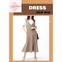 ราคา ชุดเดรส คอวีชายระบาย GU มือสองงานคัด สภาพใหม่ (43811656649)