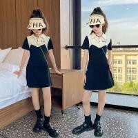 ราคา Lemon tree Girls Dress New Summer Children French Princess Dress Black Short Sleeve Gaun Budak Perempuan (29806381963)