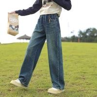 ราคา Girls spring and autumn wide leg straight jeans casual wear (50057932282)