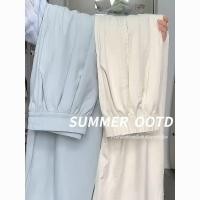 ราคา ครีมสีขาวเนื้อสัมผัสขากว้างกางเกงผู้หญิงฤดูร้อนใหม่เอวสูงรู้สึกหลวมและขี้เกียจนมสบาย ๆ Fuyamamoto กางเกง (45754779371)