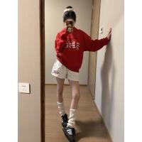 ราคา กางเกงขาสั้นลายจุดสีขาวสำหรับผู้หญิงในฤดูร้อน เอวสูง หลวม ปักตัวอักษร กางเกงขาสั้นสามจุดสำหรับใส่อยู่บ้าน (53756607357)