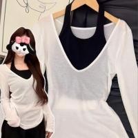 ราคา เสื้อคลุมกันแดดแขนยาวผ้าโปร่งบางสีขาวคอวีสำหรับผู้หญิง ทำจากผ้าไหมน้ำแข็งเนื้อบางเบา เหมาะสำหรับฤดูร้อน (49106984470)
