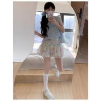 ราคา กางเกงกระโปรงผ้าไหมน้ำแข็งสีสันสดใสสำหรับผู้หญิงในช่วงฤดูร้อน เอวยางยืด ป้องกันการสัมผัสอากาศ กางเกงขาสั้นลายดอกไม้เล็กห (43809220122)