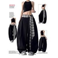 ราคา 2025 ใหม่ผู้หญิงสายรัดลายสก๊อตกางเกงทำงานขากว้างหลวมรูปเคียว (43323092635)