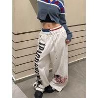 ราคา กางเกงวอร์มขายาวทรงหลวมพิมพ์ลายธงชาติอเมริกันสไตล์เรโทร สวมใส่สบาย เหมาะกับทุกโอกาส และทันสมัย เหมาะสำหรับผู้ชายและผู้ (53206638105)