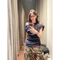 ราคา เสื้อยืดแขนสั้นเปิดไหล่สไตล์เกาหลีสำหรับสาวอวบ สาวอ้วน ใส่เที่ยว ใส่ทำงาน ใส่กระชับสัดส่วน เสื้อเปิดไหล่ (40275797414)