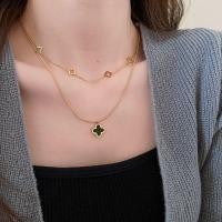ราคา สร้อยคอนาทีฟสองชั้นจากเหล็กไทเทเนียม มีลายดอกไม้และโซ่กระดูกงู สวมใส่ง่ายไม่แพ้ (57452125347)