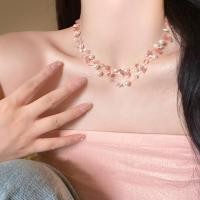 ราคา สร้อยคอมุกคริสตัลสีชมพู สไตล์เกาหลี หวานหรูหรา ในราคาประหยัด (47052069349)