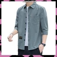 ราคา เสื้อเชิ้ตแขนยาวลําลอง คอปก ทรงหลวม สีขาว สีกากี แฟชั่นฤดูร้อน สไตล์เกาหลี สําหรับผู้ชาย (55108608037)