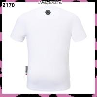 ราคา เสื้อยืดแขนสั้นด้านบนสําหรับผู้ชายฤดูร้อน Philipp Plein ผ้าฝ้ายแท้หลวมระบายอากาศคอกลม Hot Diamond 999143 (47458624050)
